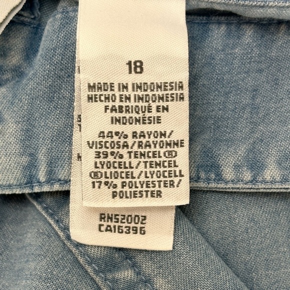 Villager Chambray Wide leg Cropped Pants 18 Tencel Blend Pockets Flowy C… - Picture 11 of 14